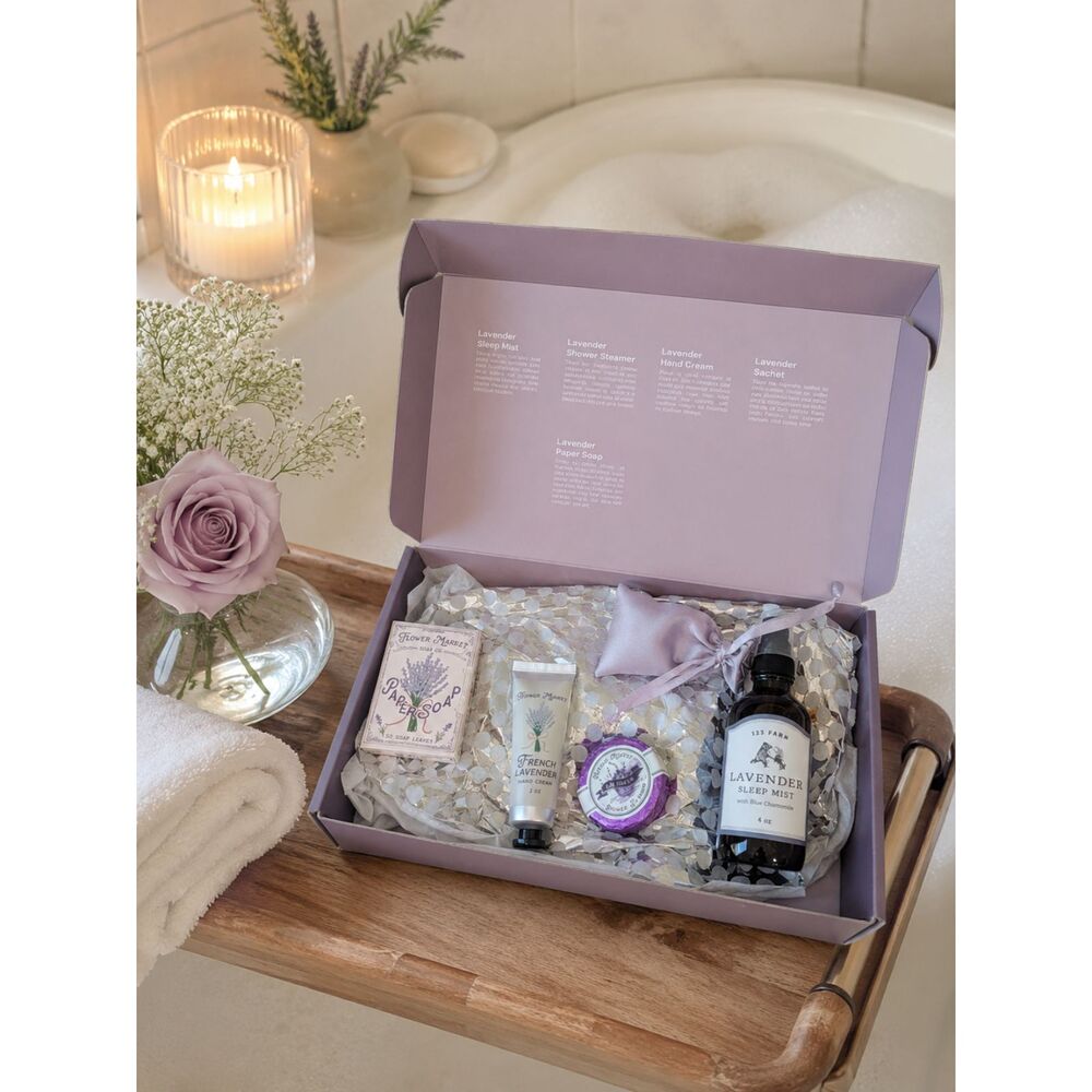 123 Farm Lavender Essential Oil Bath And Body Set NEW Fragrant Spa Day Set